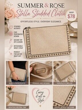 Summer & Rose Stella Studded Clutch
